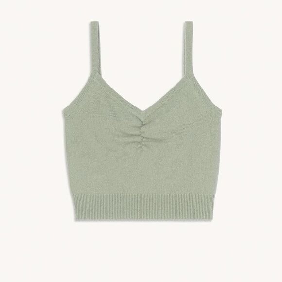 $136 Sandro Soft Wool Olive Green Cream Sweater Tank Top Shirt Large Women's 3 - Picture 8 of 8